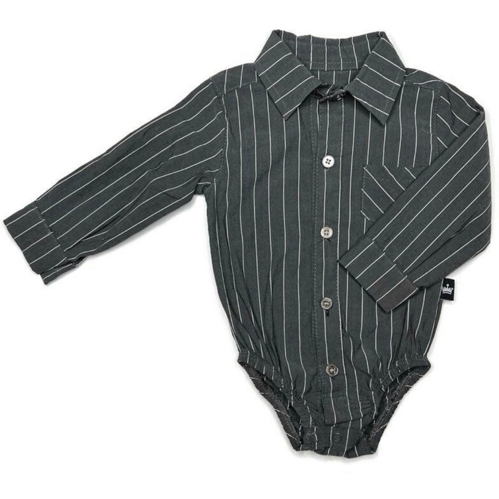 Littlest Prince Pinstripe Dress Shirt Onesie‎